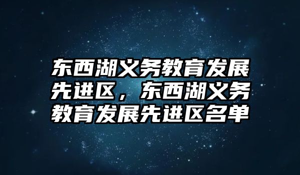 東西湖義務教育發展先進區，東西湖義務教育發展先進區名單