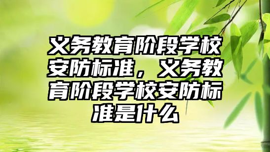 義務教育階段學校安防標準，義務教育階段學校安防標準是什么